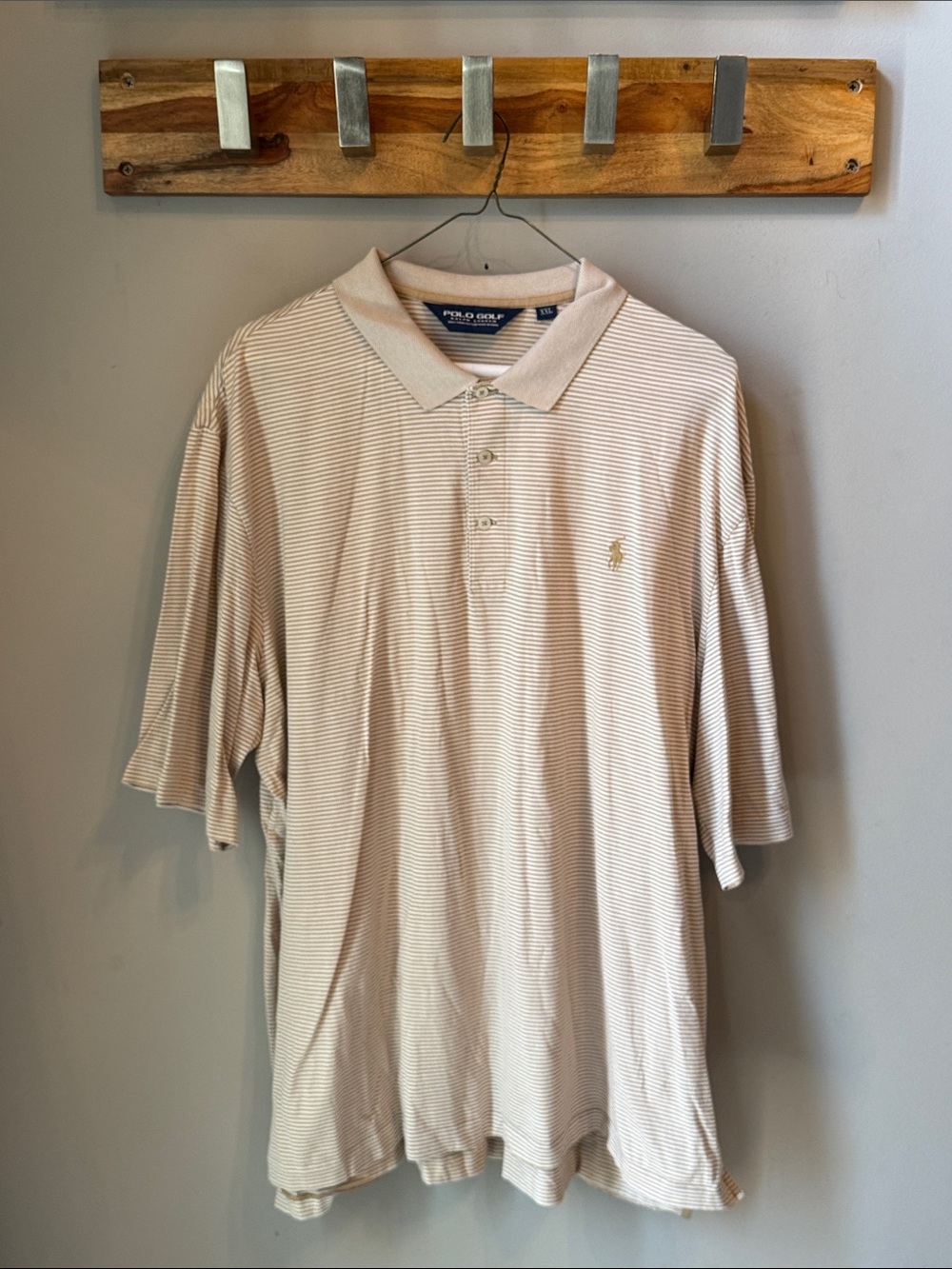 Ralph Lauren Polo Golf - Men’s Classic Fit Beige & White Striped Men’s Polo